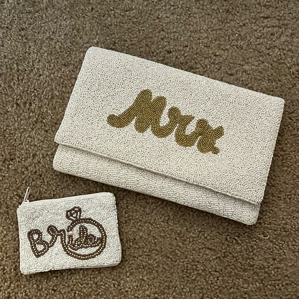 Beaded Mrs. clutch & beaded bride wallet